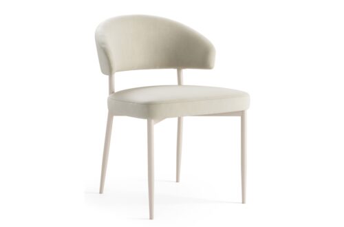 IRIS smėlio spalvos (Victoria A80 audinys) / smėlio spalvos rėmas – MODERNUS BOHO STILIUS APMUŠTAS SVETAINĖS / VALGOMOJO KĖDĖ