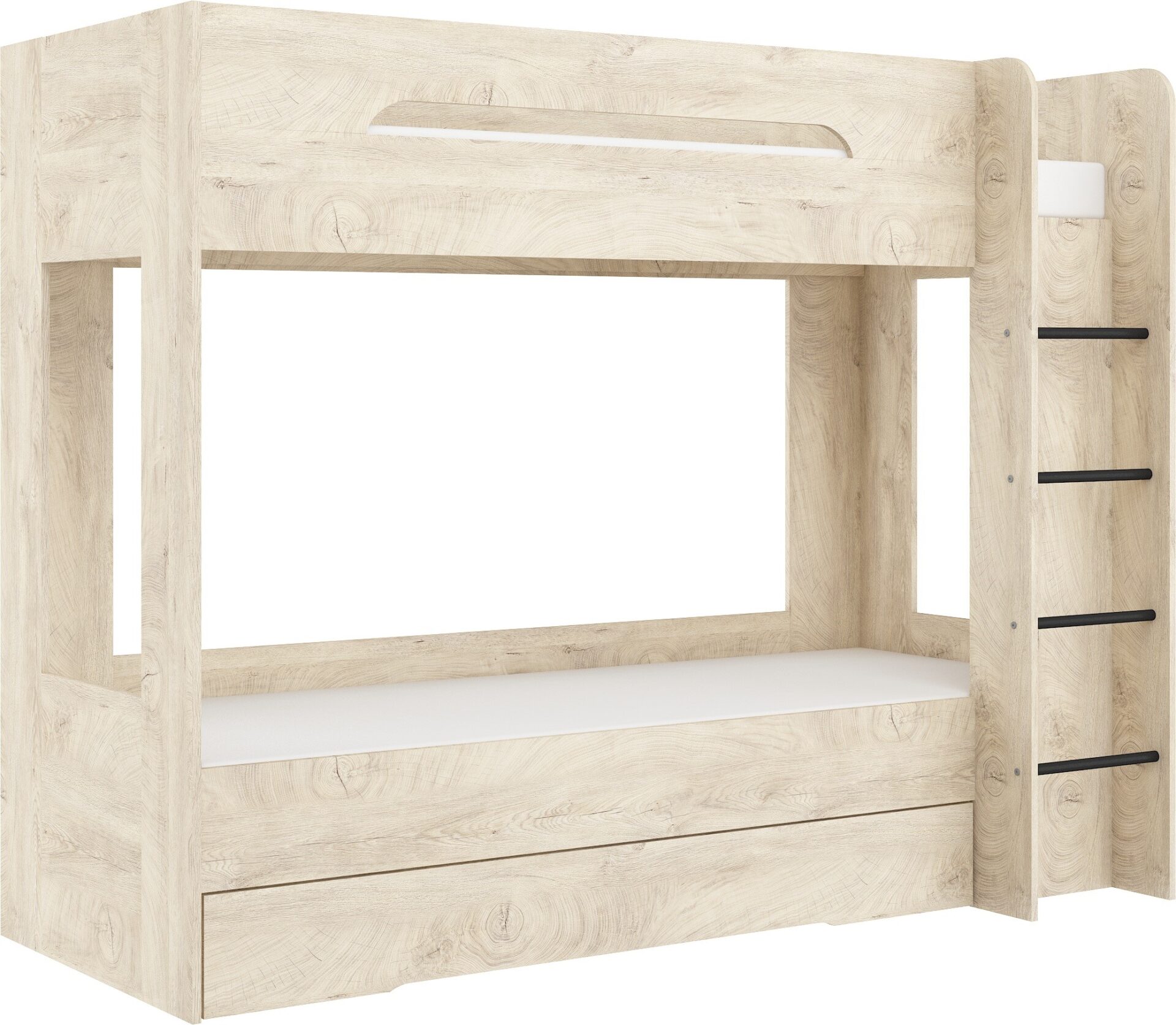 Dviaukštė lova vaikams arba jaunimui, 80x200, ąžuolo imitacijos medienos, BLIN