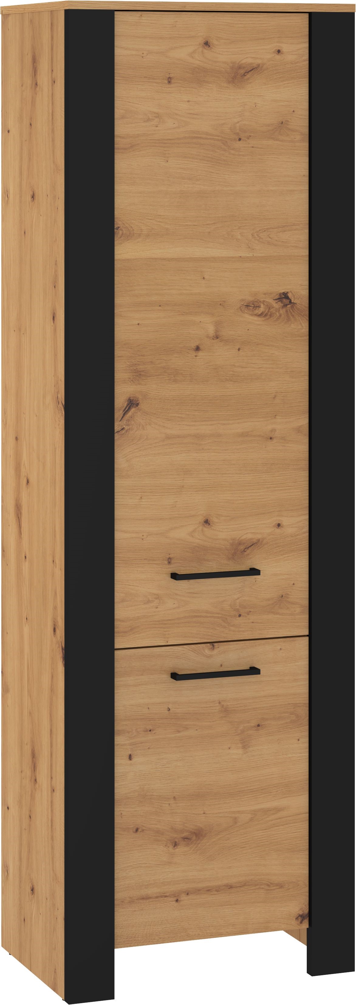 DELIS 01 baldai siaura uždara knygų lentyna su lentynomis lininė spintelė meniškas ąžuolas juodas