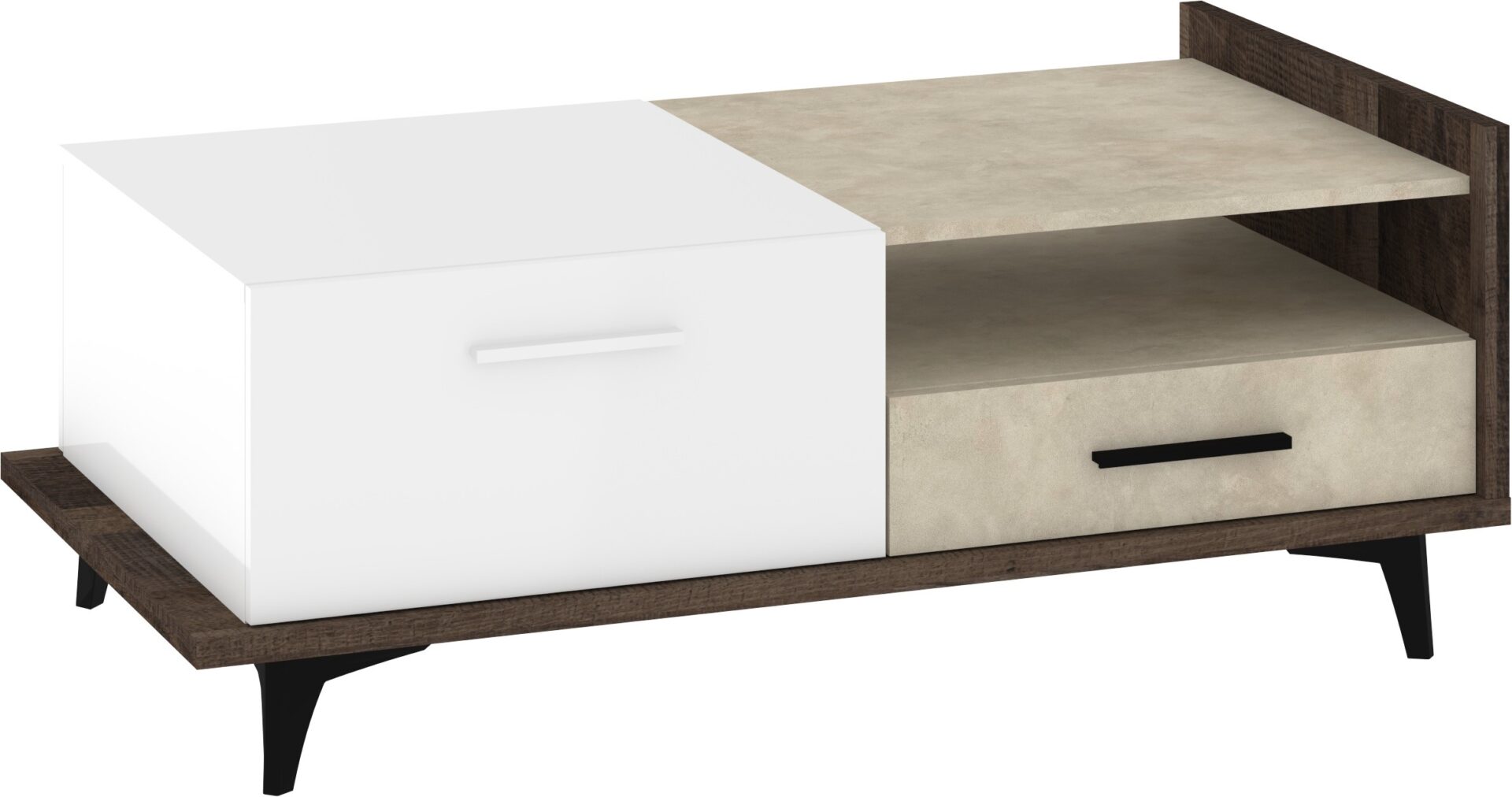 DOX 03 kavos staliukas svetainei, ąžuolo granada, baltos granados, migdolo spalvos