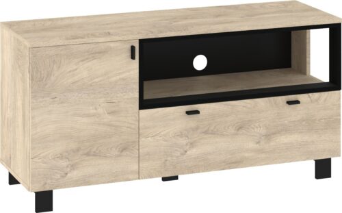 GAVES 12 baldų komoda, stalas, TV spintelė svetainei, palėpė, ąžuolas, juodas