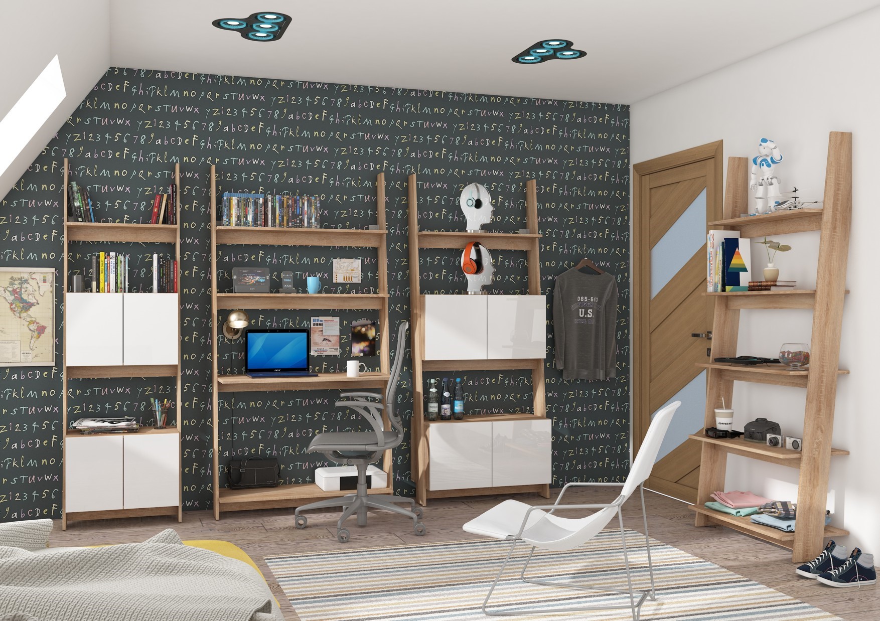 KERK baldų komplektas #2 jaunimui, sieninė spintelė