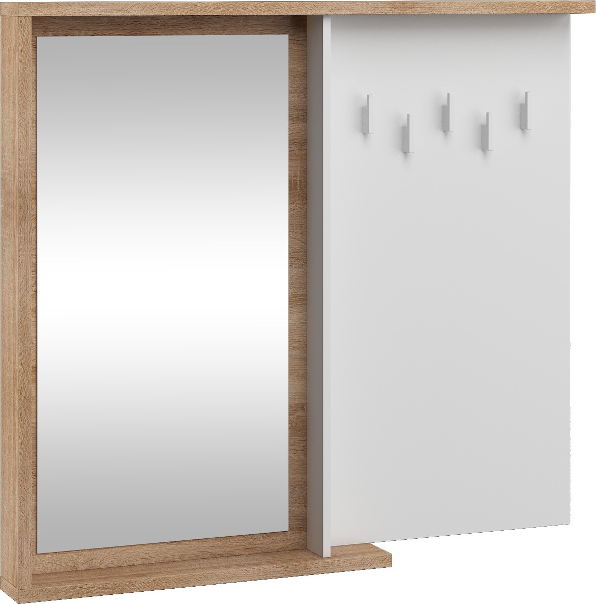 BRITA 26 baldų kabykla su veidrodžiu prieškambariui, Sonoma ąžuolas, balta