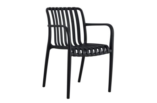 JULIAN Black – MODERNI PLASTIKINĖ SODO KĖDĖ (virtuvėje, kavinėje, sode) [SUDEDAMA VIENĄ KARTĄ]