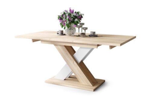 KARO Sonoma ąžuolas/matinė balta – MODERNUS STALIUKAS, IKI 180 CM ILGIO!