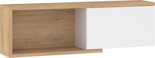 BRITA 24 baldų lentyna pakabinama spintelė svetainei, kremonos ąžuolas, baltas blizgus