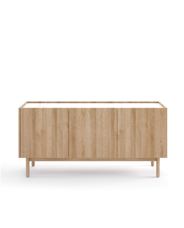Boho komoda K144/68, trijų durų, Riviera Oak/Bianco marmuras