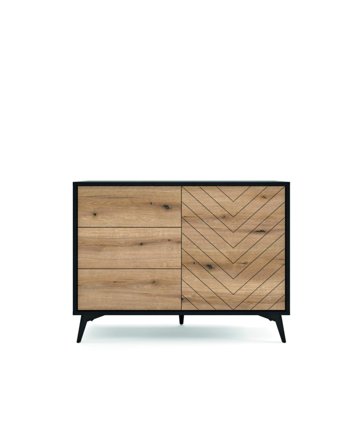 Diamond KSZ104 komoda, durelėmis, stalčiais, „Evoke Oak“/juoda