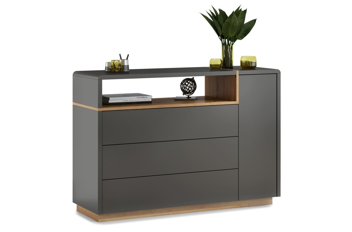 FOLK K-135 Antracito (tamsiai pilkos) / Artisan ąžuolo komoda - MODERNI SVETAINEI