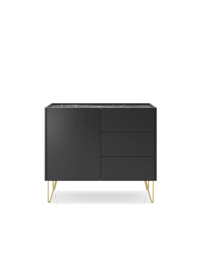 Harmony KSZ97 komoda, durelėmis, juodo grafito/juodo karališkojo marmuro