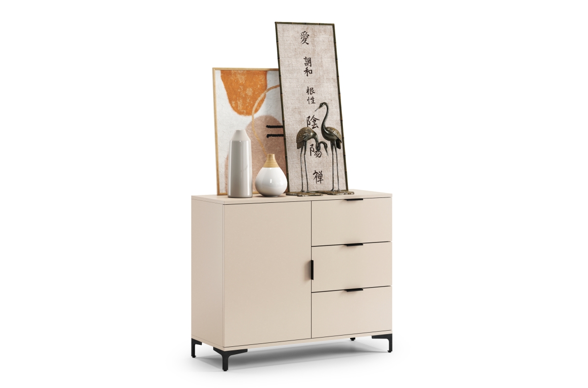 LANA K-100S smėlio spalvos (šampano) komoda - pastatoma spintelė su stalčiais