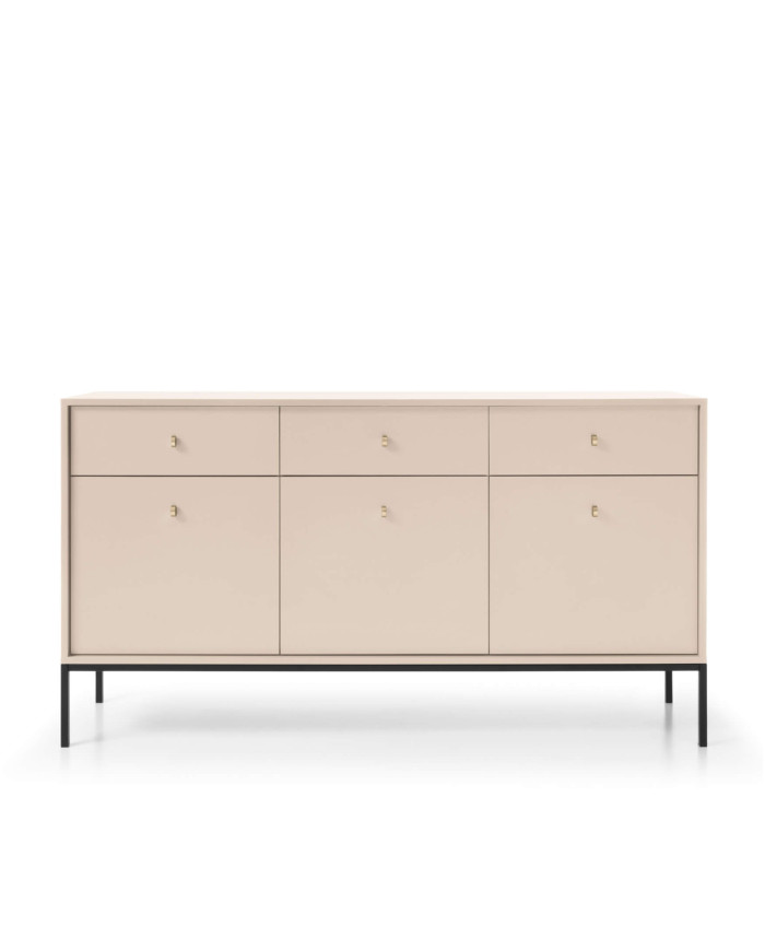 Mono MKSZ154 komoda, durelėmis, stalčiais, smėlio spalvos/juodas rėmas