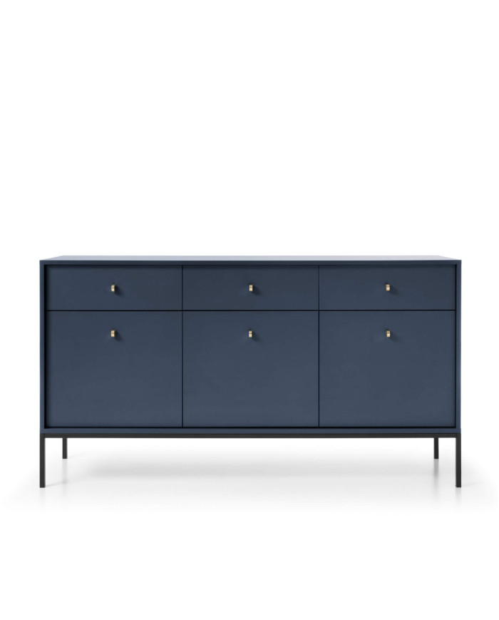 Mono MKSZ154 komoda, durelėmis, stalčiais, tamsiai mėlyna/juoda rėmeliu