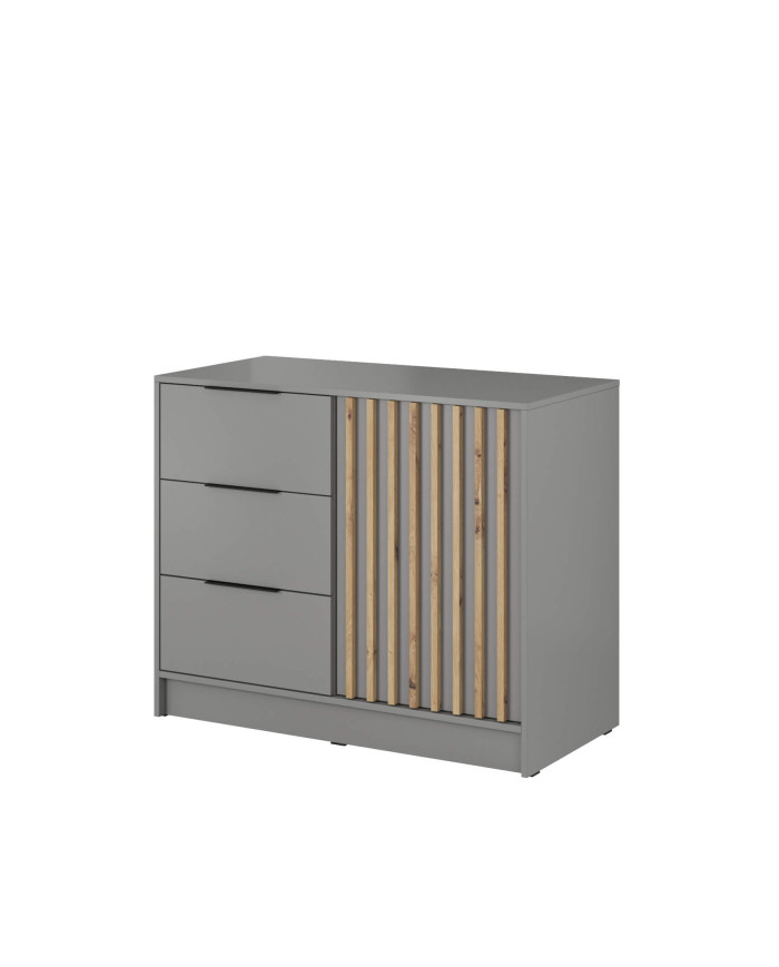 Nelly 2D komoda su durelėmis, pilka/artisan ąžuolas