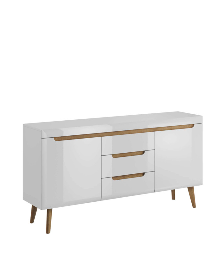 Nordi NKSZ160 komoda, durelėmis, balta/Rivjeros ąžuolas