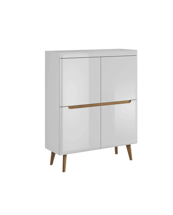 Nordi NKZ107 komoda, durelėmis, balta/Rivjeros ąžuolas