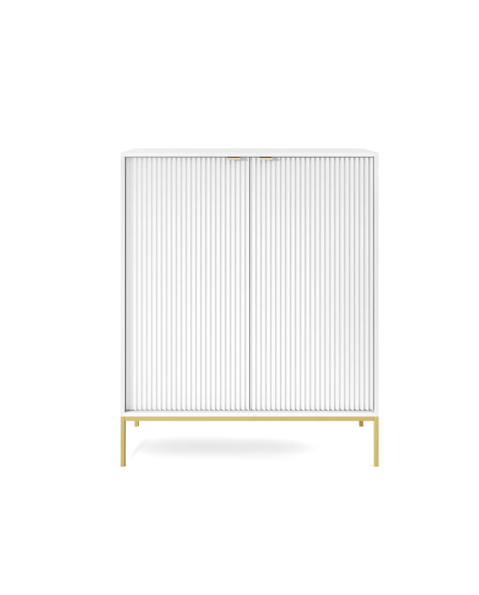 Nova K104 komoda, su durelėmis, baltas/auksinis rėmas