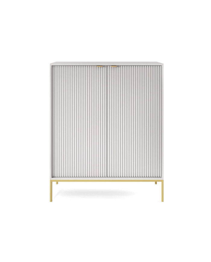 Nova K104 komoda, su stalčiais, durelėmis, pilku/auksiniu rėmu