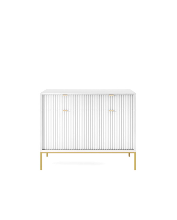 Nova KSZ104 komoda, su durelėmis, baltas/auksinis rėmas