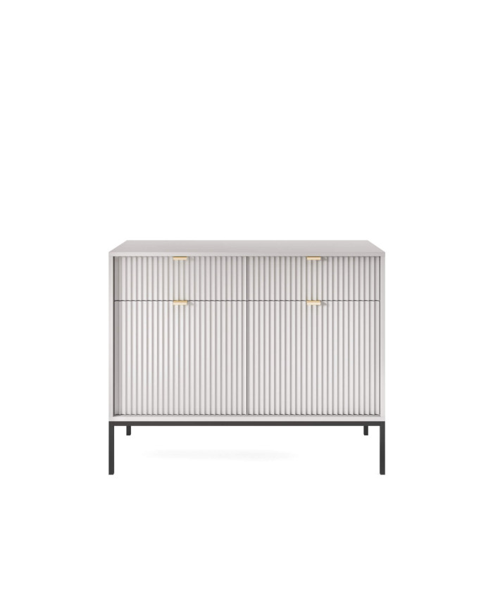 Nova KSZ104 komoda, su stalčiais, durelėmis, pilku/juodu rėmu