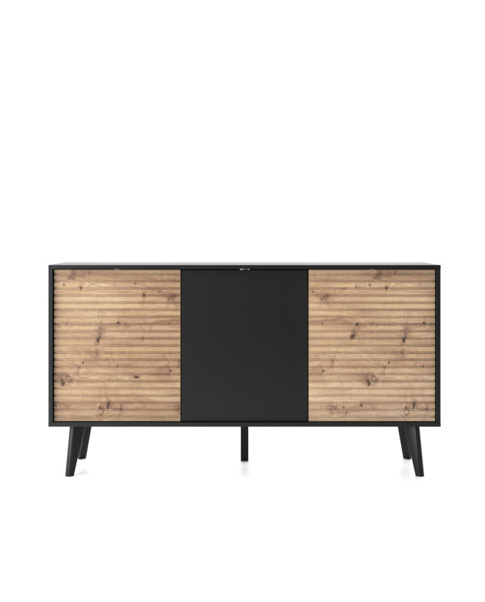 Willow K154 komoda, trijų durų, Artisan ąžuolo/juodos spalvos