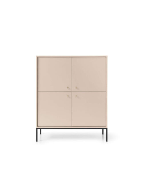 Mono MK104 aukšta komoda su stalčiais, durelėmis, smėlio spalvos/juodas rėmas