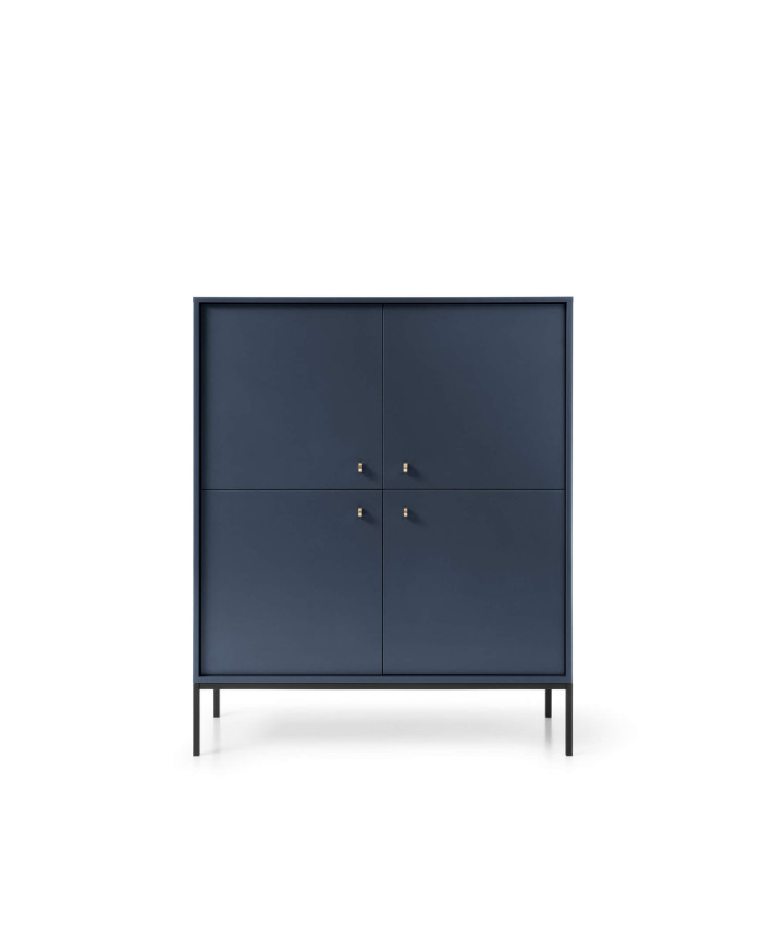 Mono MK104 aukšta komoda su stalčiais, durelėmis, tamsiai mėlynas/juodas rėmas
