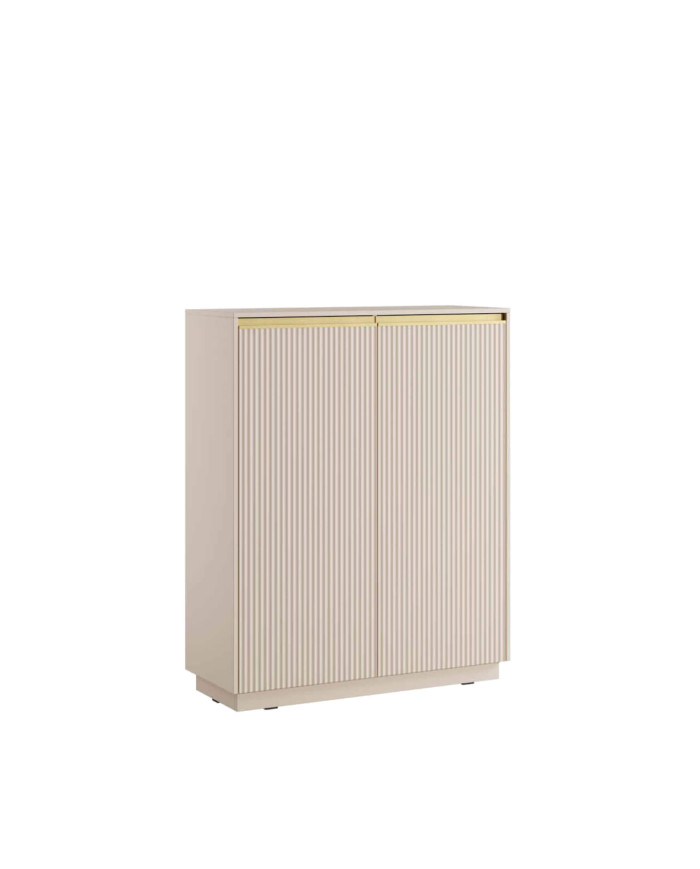 ROYAL KW-104 aukšta komoda su stalčiais, dviejų durų, smėlio/aukso spalvos