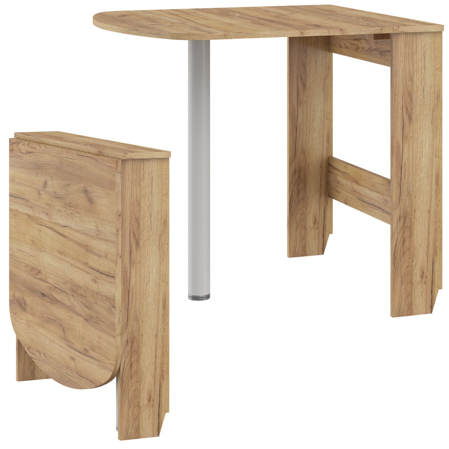 6 PART sulankstomas sieninis stalas virtuvei, valgomajam, ąžuolo spalvos, auksinės spalvos