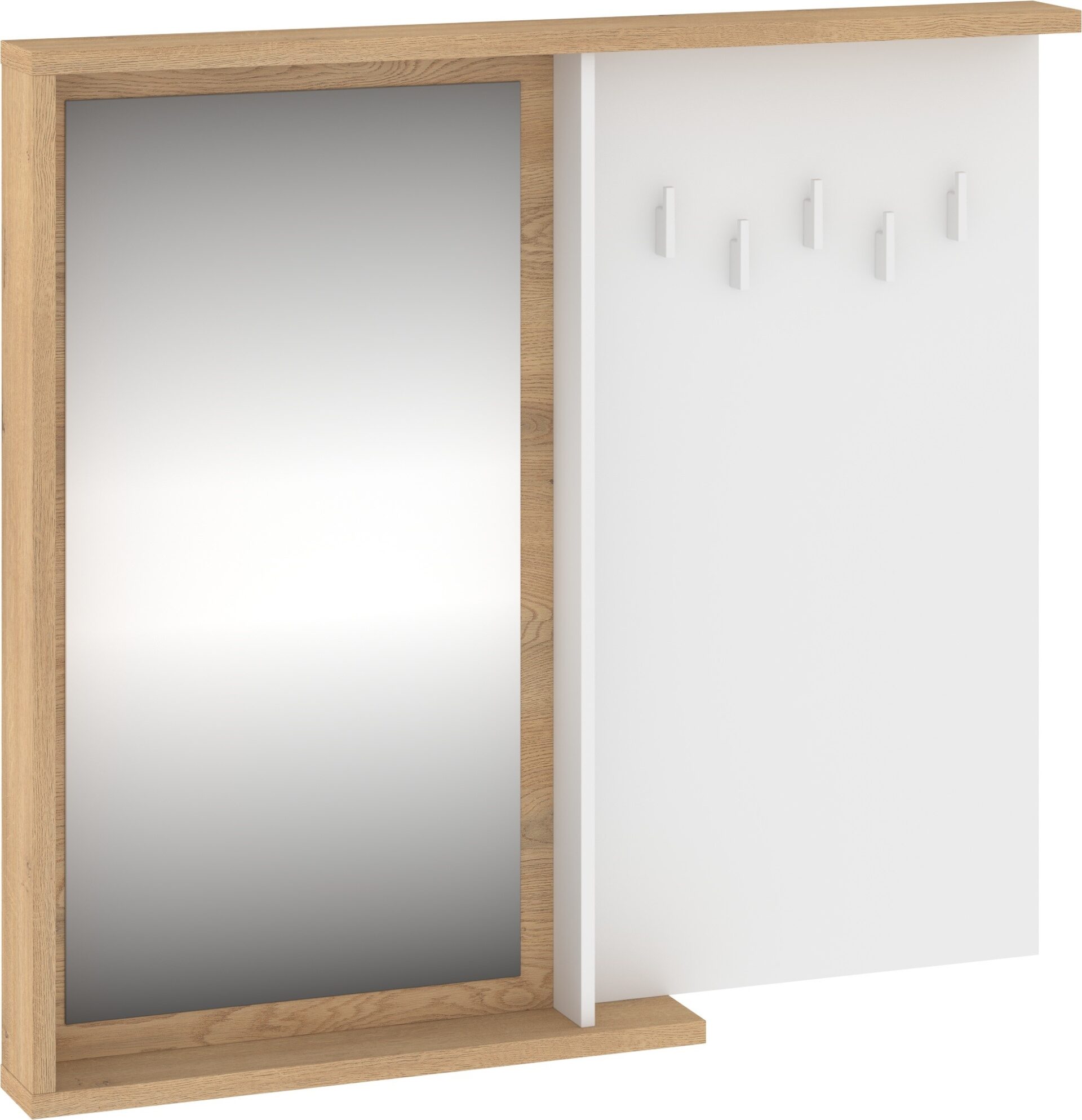 BRITA 26 baldų kabykla su veidrodžiu prieškambariui, kremonos ąžuolas, balta