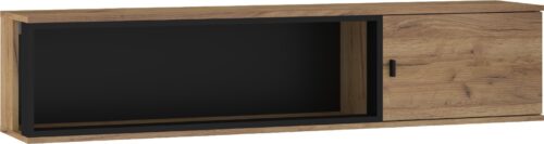 GAVES 16 baldai, sieninė lentyna, palėpės spintelė, ąžuolo spalvos, auksinė, juoda