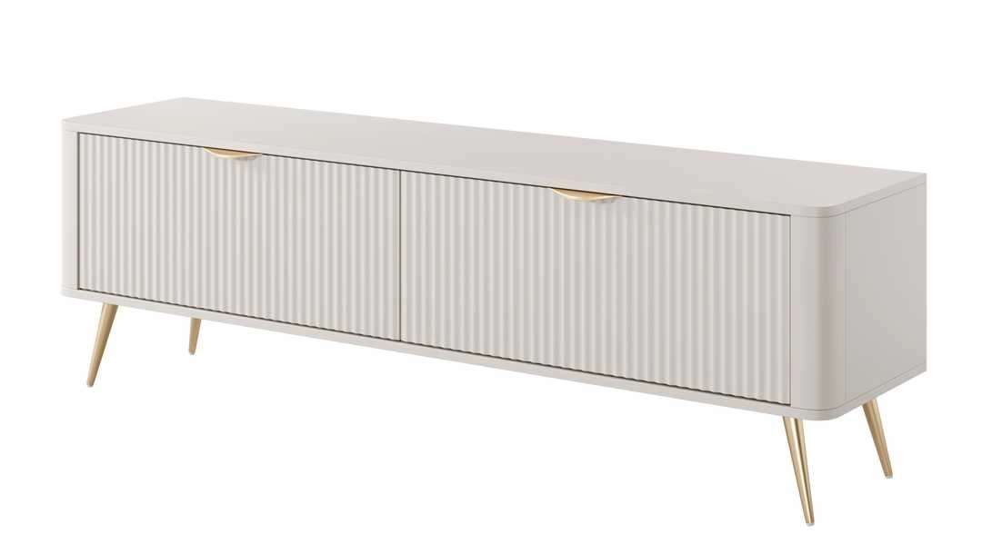 Lante TV spintelė 163 cm ant aukštų auksinių kojelių, smėlio spalvos