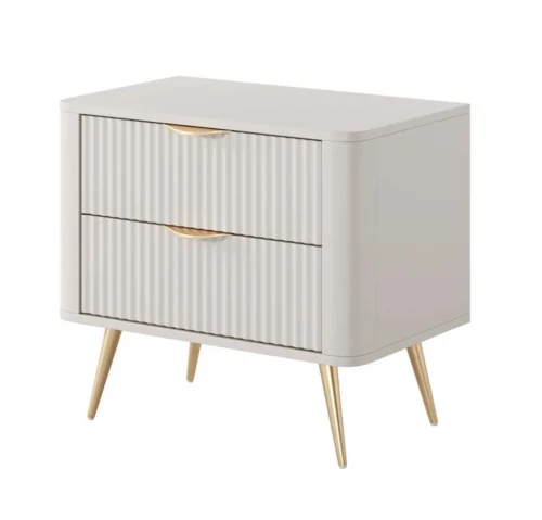 Lante naktinis staliukas ant aukštų auksinių kojelių, smėlio spalvos