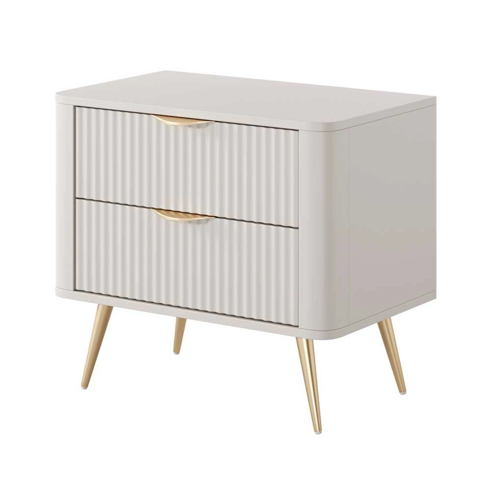 Lante naktinis staliukas ant aukštų auksinių kojelių, smėlio spalvos