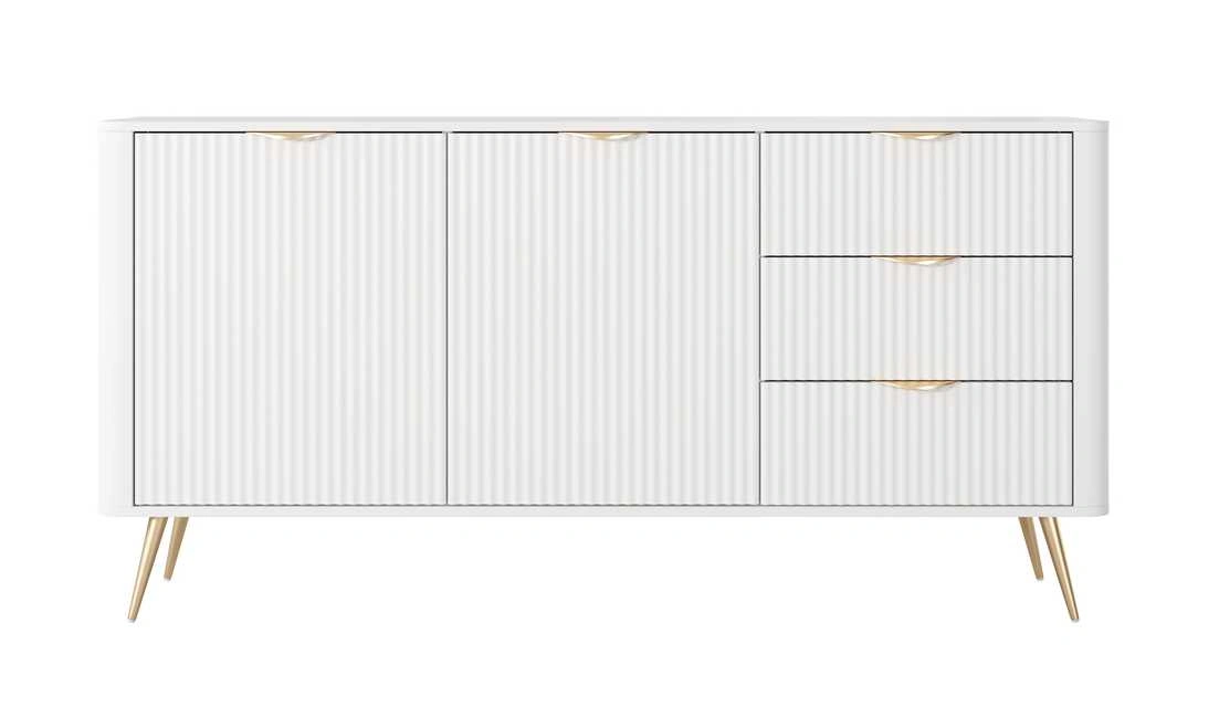 Lante komoda 163 cm 2D3S ant aukštų kojelių, balta