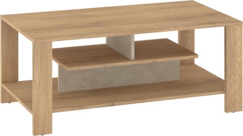 DELIS 06 kavos staliukas su lentyna svetainei, ąžuolas „Cremona“, ąžuolas „Granada MIG“