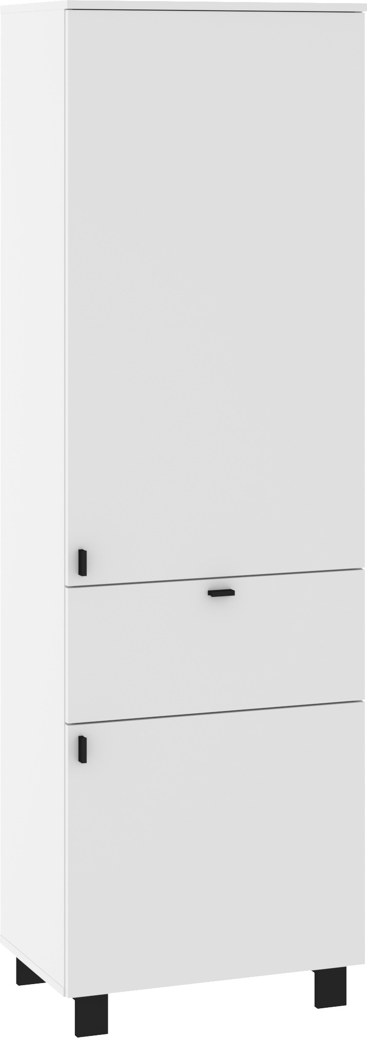 GAVES 07 baldai, lentynų blokas su lentynomis ir uždaru stalčiumi, lofto stiliaus, balta ir juoda