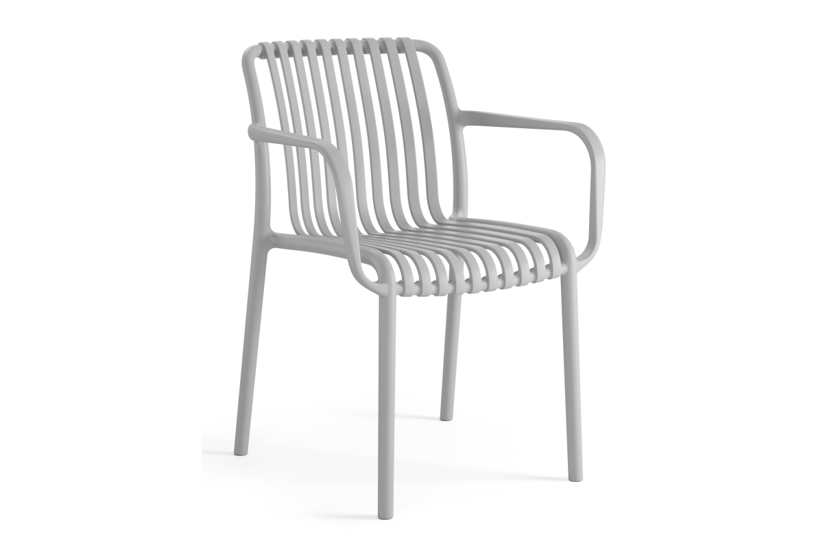 LEONEL šviesiai pilka - MODERNI PLASTIKINĖ SODO KĖDĖ (virtuvėje, kavinėje, sode) [SUDEDAMA VIENĄ KARTĄ]