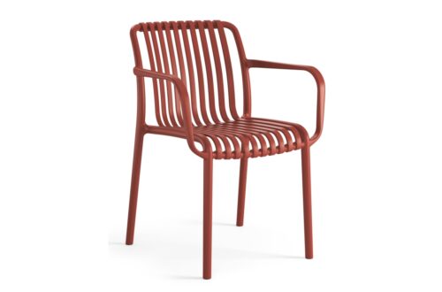 LEONEL Terakota – MODERNI PLASTIKINĖ SODO KĖDĖ (virtuvėje, kavinėje, sode) [SUDEDAMAS]