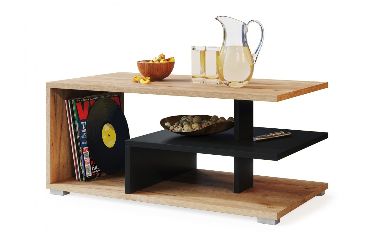 LINK Craft ąžuolo aukso/juodo atspalvio - MODERNUS KAVOS STALIUKAS SU LENTYNA