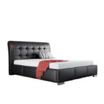 Gintaro spalvos apmuštos lovos 140x200, pakėlimo svirtis, rėmas, konteineris