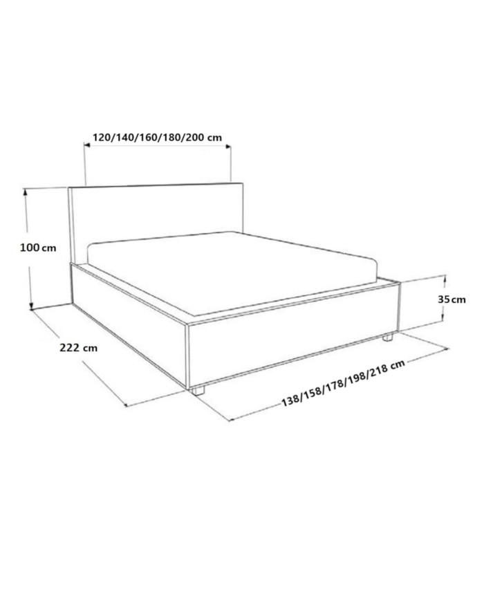 Apollo minkštos lovos 120x200, su pakėlimo mechanizmu, rėmu, konteineriu - Paveikslėlis 4