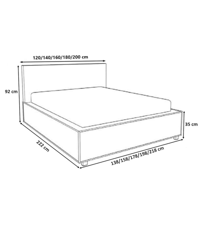 „Campo“ minkštos lovos 120x200, su pakėlimo mechanizmu, rėmu, konteineriu - Paveikslėlis 6
