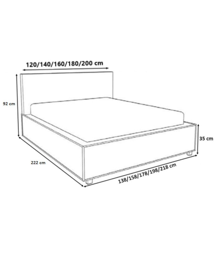 Lorien minkštos lovos 120x200, pakėlimo svirtis, rėmas, konteineris — изображение 7