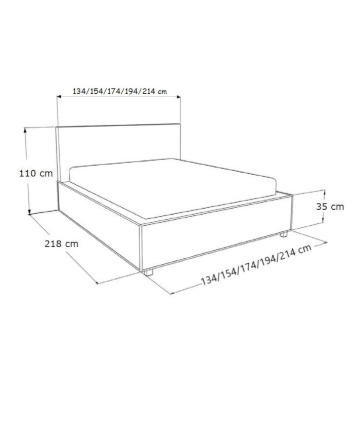 Minkštos lovos Milan 140x200, su pakėlimo mechanizmu, rėmu, konteineriu — изображение 7