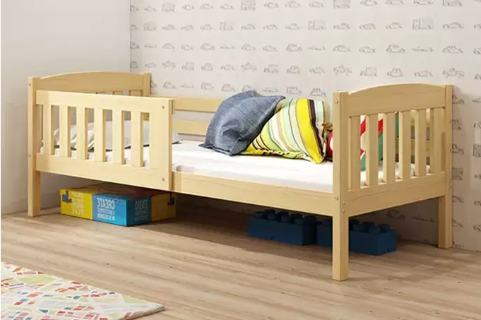 KUBUŚ viengulė vaikiška lova 80x160 su čiužiniu, pušis