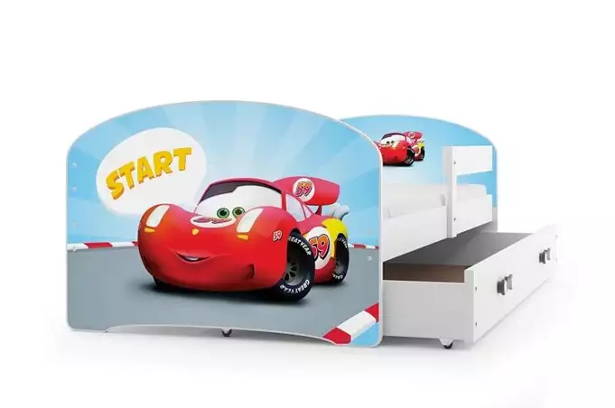 VAIKIŠKA LOVA, PIRMAS AUKŠTAS, BALTAS RĖMAS, LIPDUKAS AUTOMOBILIUI, STALČIUS, BALTA, BE ČIUŽINIŲ, 80 X 160 KOMPLEKTAS - Paveikslėlis 6