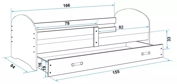 Vaikiška lova, pirmas aukštas, baltas rėmas, lipdukas, mergaitėms, baltas stalčius, be čiužinio, 80 x 160 cm, komplektas - Paveikslėlis 6