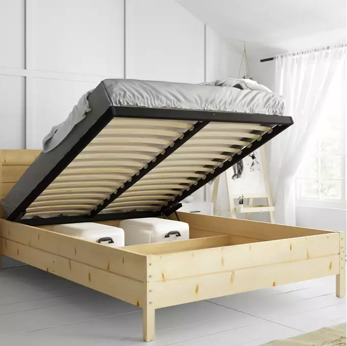 Medinė lova 160x200 - Kontinentinė pušis su pakėlimo rėmu — изображение 3