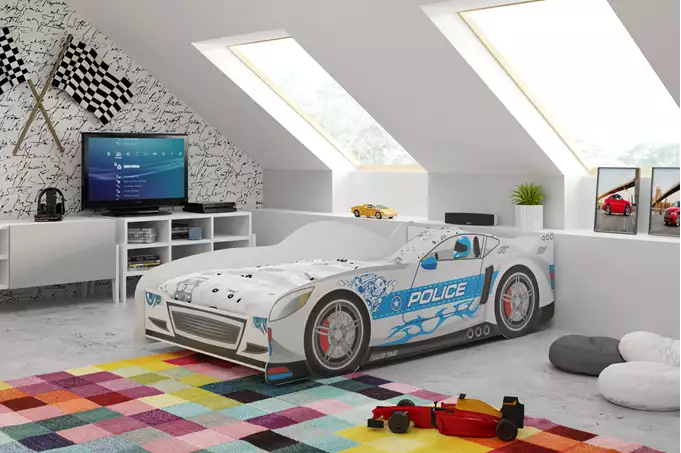 Viengulė vaikiška lova „Cars“ 80x160, sidabrinė